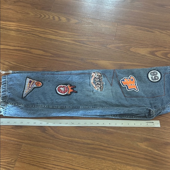 PACO Sport Baggy Basketball Jersey Patch Embroidered Denim Jeans kid 10 Vintage - Picture 12 of 12